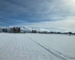 秋田までの車窓風景、すっかり雪景色。