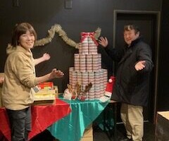 お魚の缶詰でクリスマスツリー??の出来上がり!